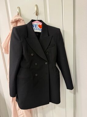 Zara Black Double-Breasted Tailored Blazer